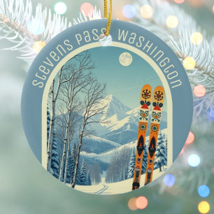 Stevens Pass Washington Cascades ski souvenir  Ceramic Tree Decoration