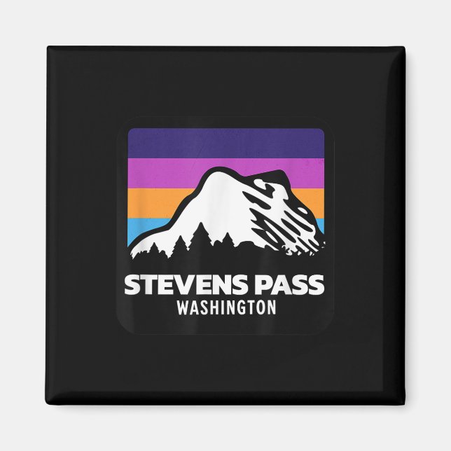 Stevens Pass Washington Mountain Skiing Snowboardi Magnet (Front)