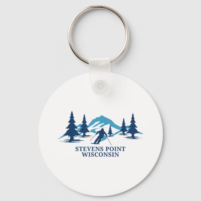Stevens Point Wisconsin Ski Resort Skiing Skier _1 Key Ring (Front)