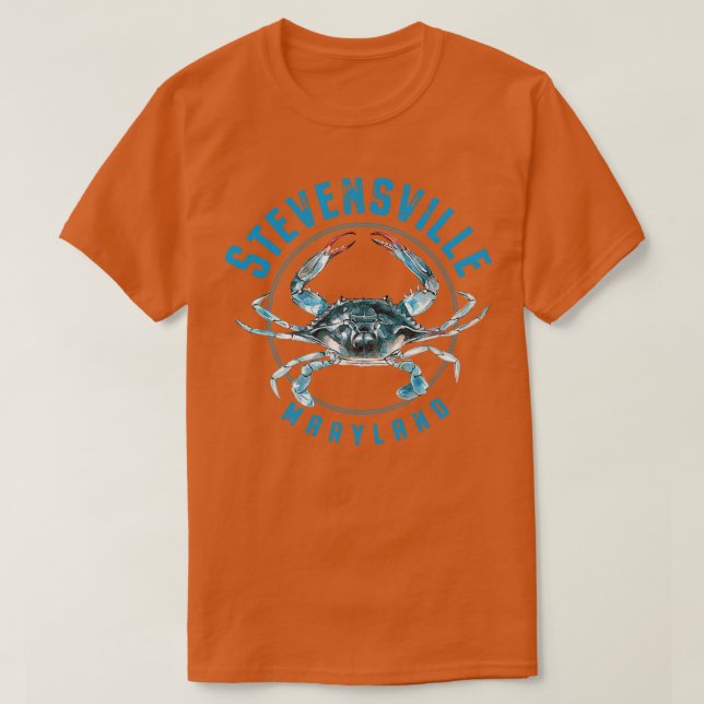 Stevensville Maryland Blue Crab Design T-Shirt (Design Front)