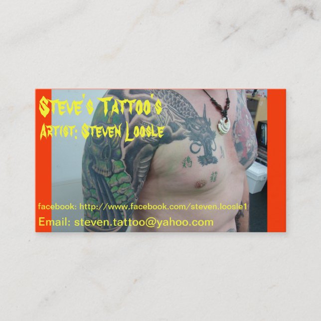 Steve's Tattoo's business card (Front)