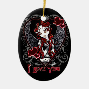 "Stevie" Gothic Valentine Tattoo Angel Ornament