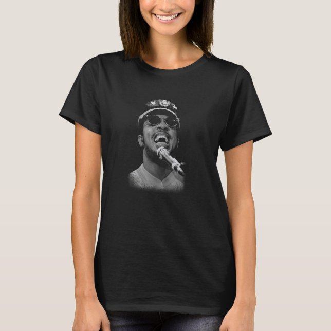 Stevie Wonder Performing Live By Stephen Wright T-Shirt (Front)