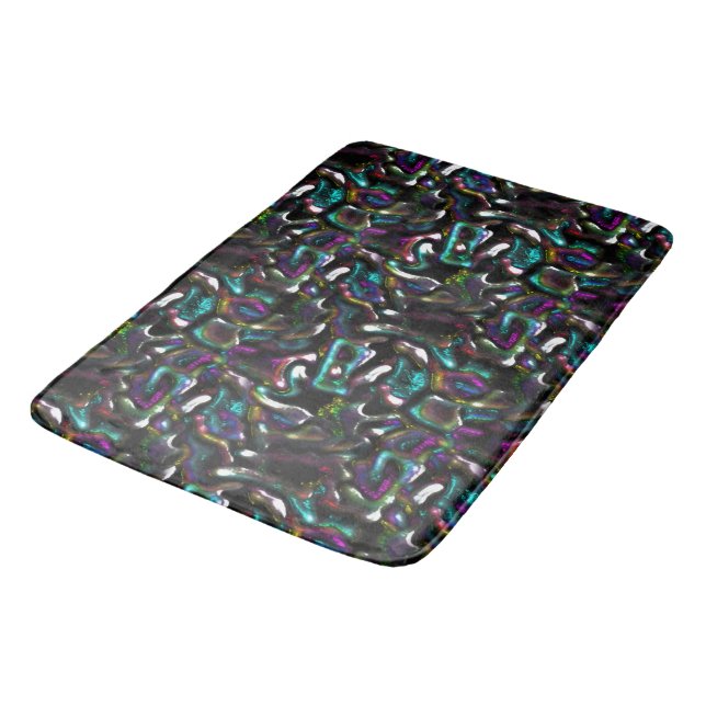 Stew of coloured and twisted metallic shapes? bath mat (Angled)