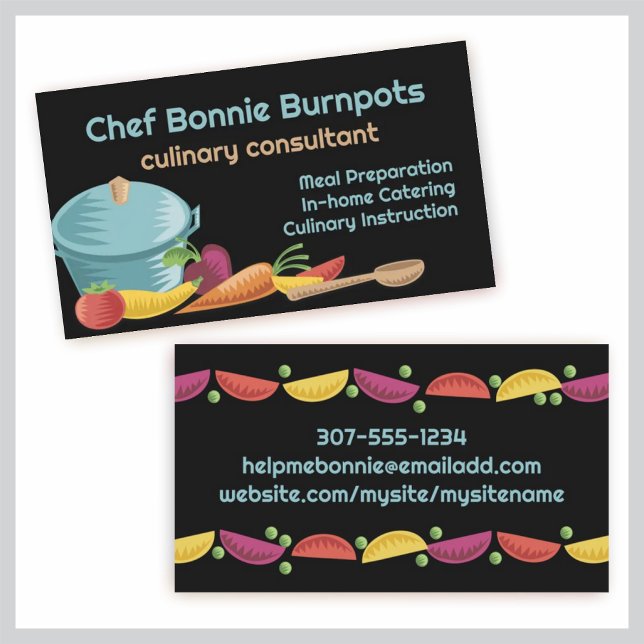 Stew pot vegetables cooking class chef culinary business card (Creator Uploaded)