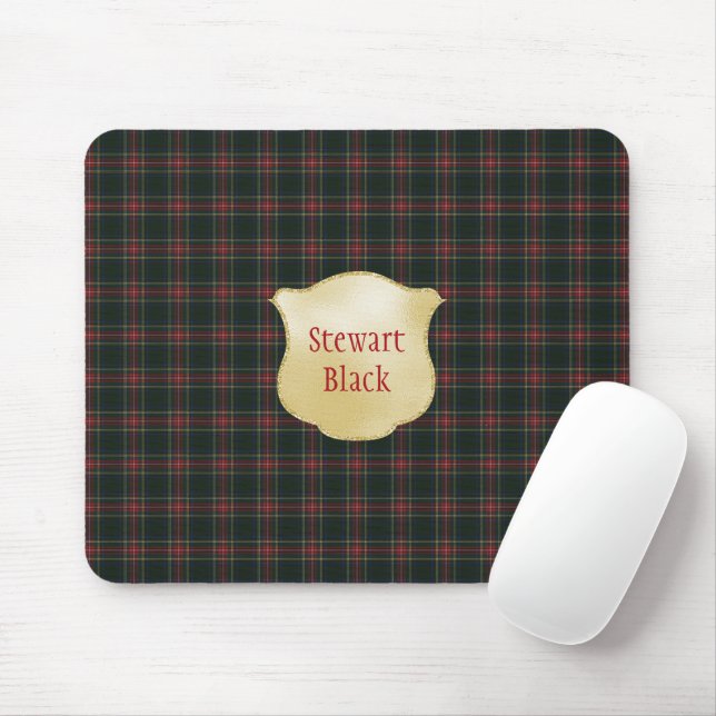 Stewart Black Modern Original Scottish Tartan Mouse Pad (With Mouse)
