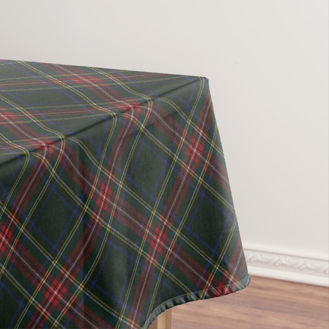 Stewart Black Modern Scottish Tartan Tablecloth (In Situ)