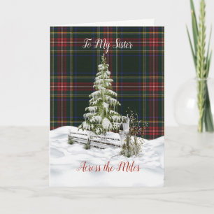 Stewart Black Modern Tartan Sister Christmas Holiday Card