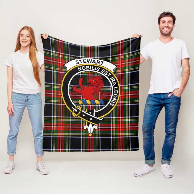 Stewart Black (Stuart) of Bute Clan Badge Tartan P Fleece Blanket (In Situ)