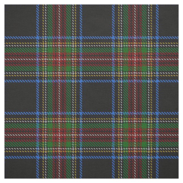 Stewart Black Tartan Fabric (Swatch)