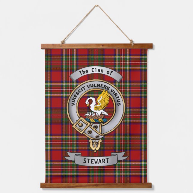Stewart Clan Badge & Tartan   Hanging Tapestry (Front)