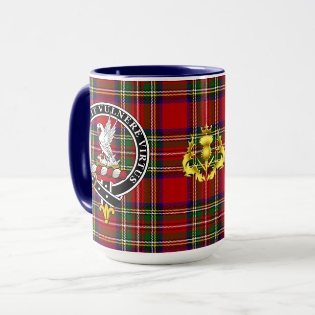 Stewart Clan Badge & Tartan Mug (Front Left)