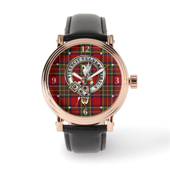 Stewart Clan Badge & Tartan   Watch (Front)