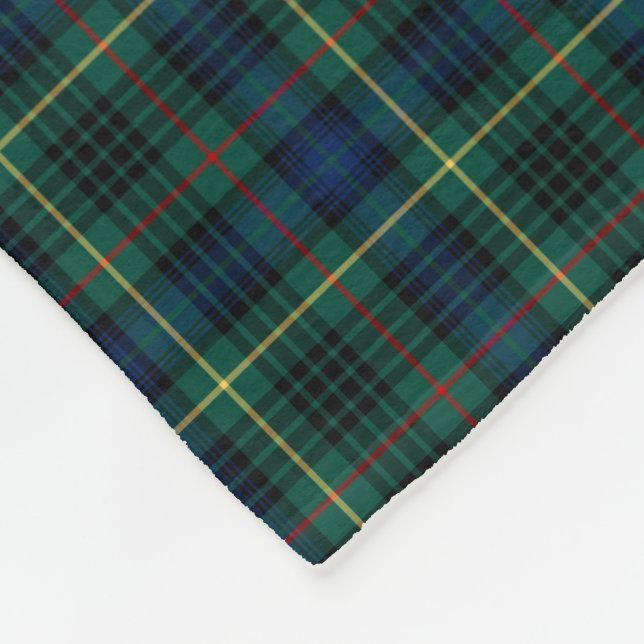 Stewart Clan Dark Green and Blue Hunting Tartan Fleece Blanket (Corner)