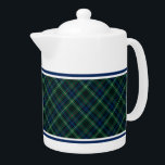 Stewart Clan Hunting Tartan Green and Blue Plaid<br><div class="desc">Teapot with a forest green,  dark blue,  red,  yellow,  and black Scottish plaid pattern. Traditional Clan Stewart family hunting tartan,  including the Spruill sept. Choose from two sizes. Matching teacups and mugs available.</div>