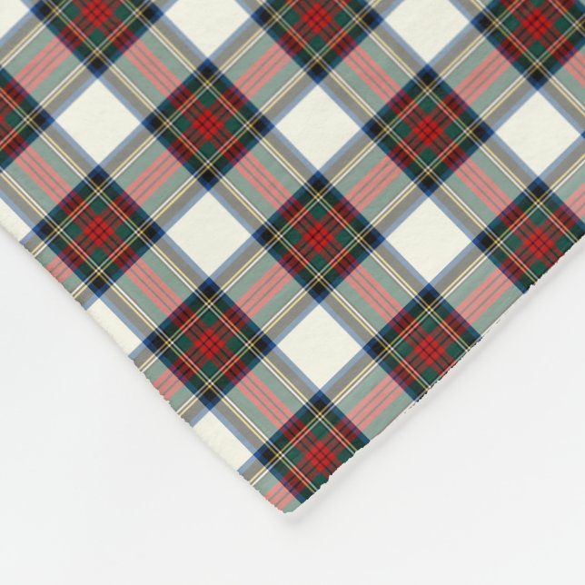 Stewart Clan White and Red Formal Dress Tartan Fleece Blanket (Corner)