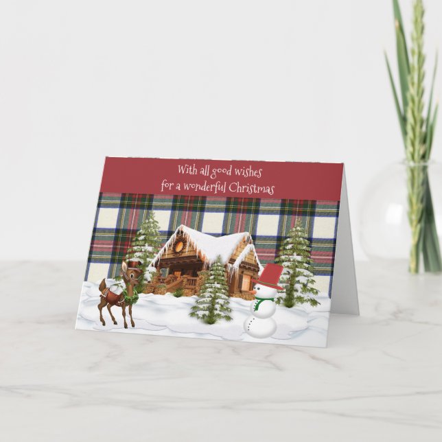 Stewart Dress Modern  Scottish Tartan Christmas Holiday Card (Front)