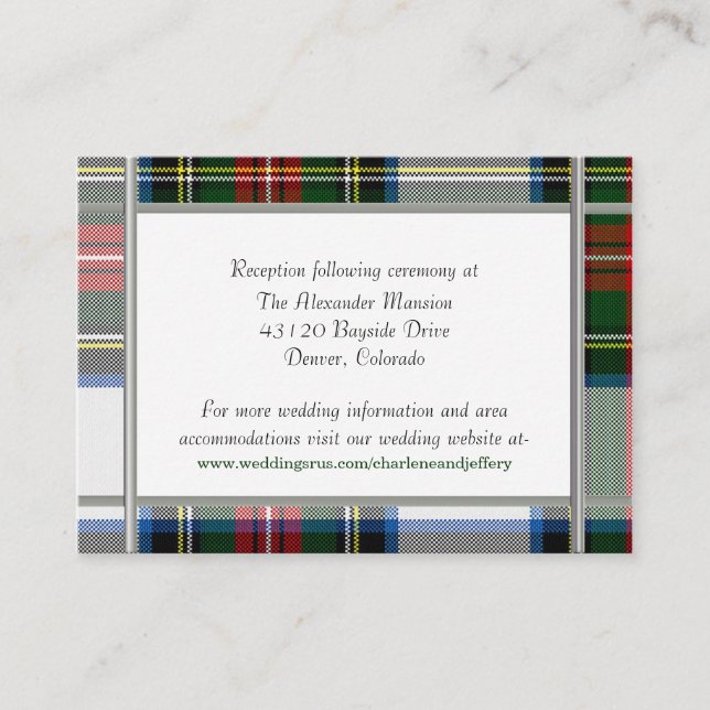 Stewart Dress Plaid Wedding Enclosure Card (Front)