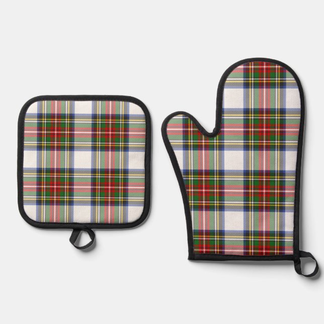 Stewart Royal Dress Plaid Scottish Pattern Oven Mitt & Pot Holder Set (Front)