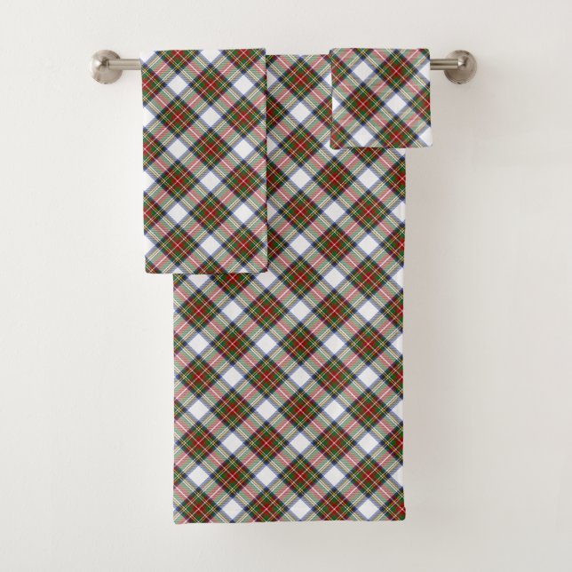 Stewart Royal Scottish Clan Tartan Plaid Pattern Bath Towel Set (Insitu)