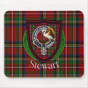 Stewart Scottish Clan Tartan and Crest Mouse Pad