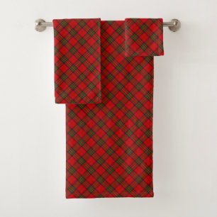 Stewart / Stuart tartan red green plaid Bath Towel Set