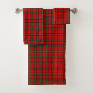 Stewart / Stuart tartan red green plaid Bath Towel Set