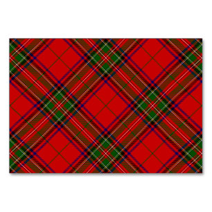 Stewart / Stuart tartan red green plaid Table Number