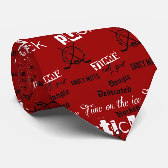 Stick and Puck Time Hockey Tie (Rolled)