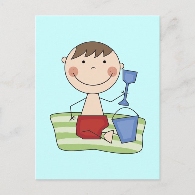 Stick Boy at Beach Tshirts and gifts Postcard (Front)