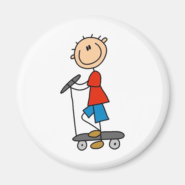 Stick Boy on Scooter Magnet (Front)