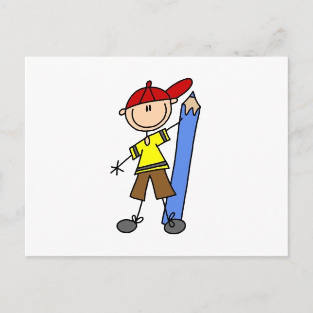 Stick Boy With Pencil Postcard (Front)