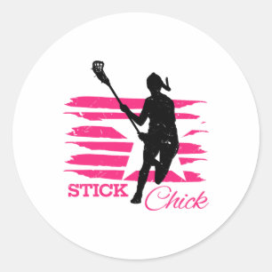 Stick Chick Womens Lacrosse Classic Round Sticker