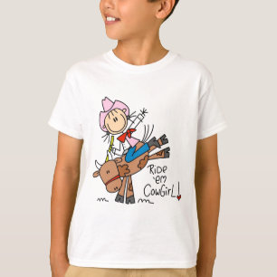 Stick Cowgirl Riding Bull Tshirts and Gifts