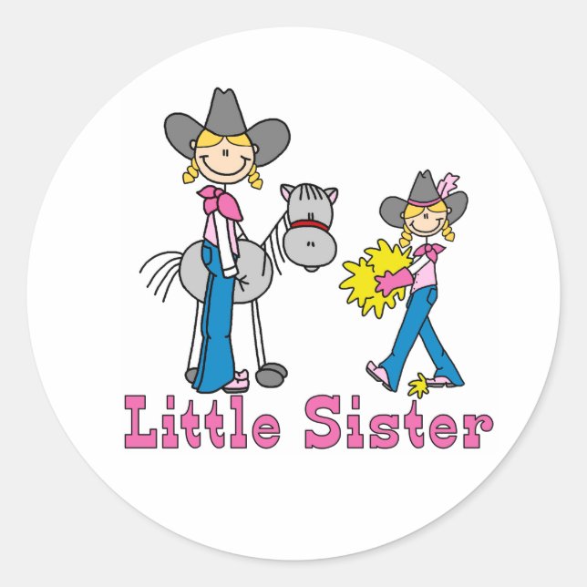 Stick Cowgirls Little Sister Classic Round Sticker (Front)