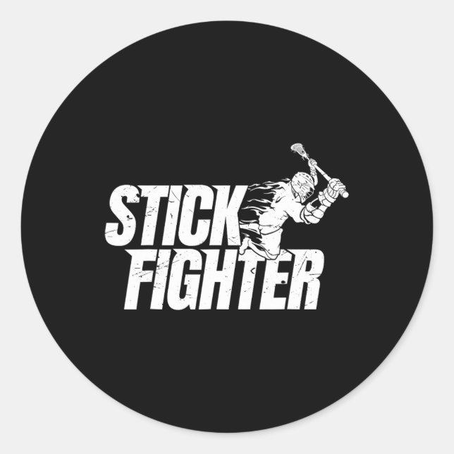 Stick Fighter Mens Lacrosse Shirt For Boys Lacross Classic Round Sticker (Front)