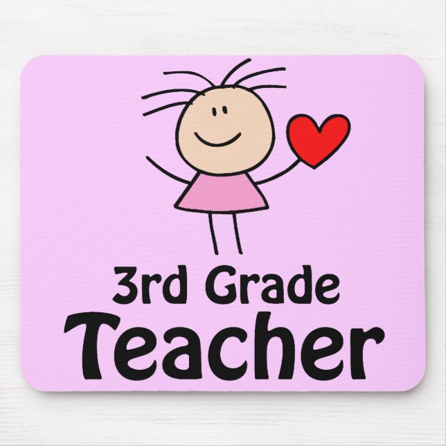 Stick Figure 3rd Grade Teacher Mousepad (Front)