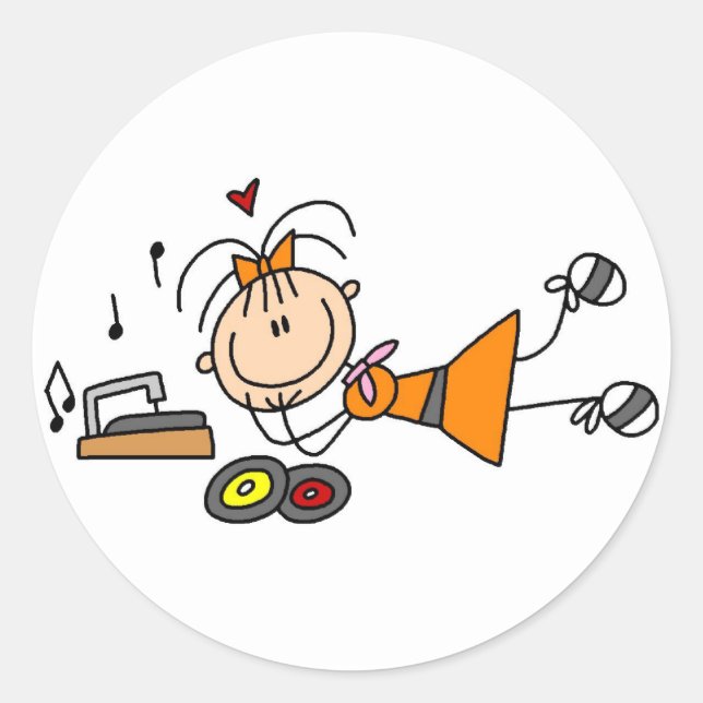 Stick Figure 50's Girl T-shirts and Gifts Classic Round Sticker (Front)