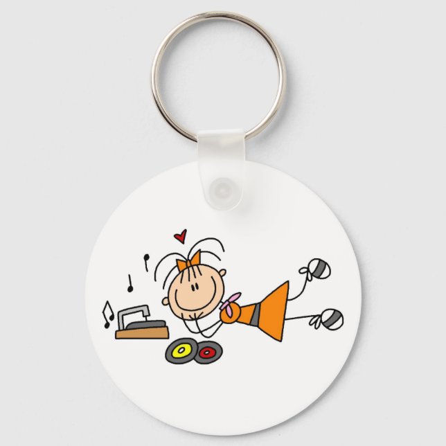 Stick Figure 50's Girl T-shirts and Gifts Key Ring (Front)