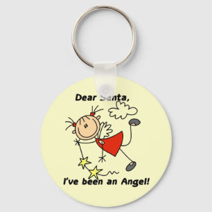 Stick Figure Angel Dear Santa Tshirts and Gifts Key Ring