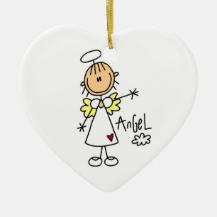 Stick Figure Angel T-shirts and Gifts Ceramic Tree Decoration