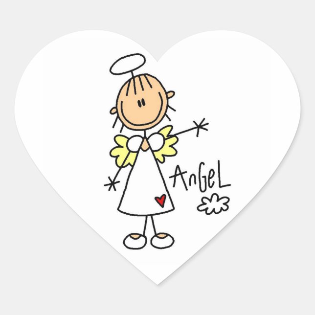 Stick Figure Angel T-shirts and Gifts Heart Sticker (Front)
