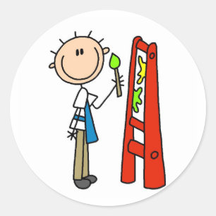 Stick Figure  Artist Classic Round Sticker