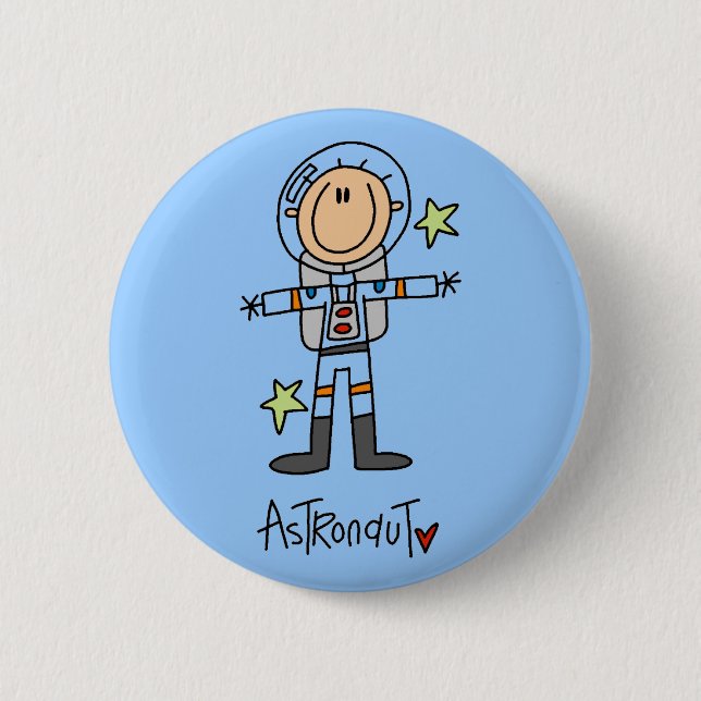 Stick Figure Astronaut T-shirts and Gifts 6 Cm Round Badge (Front)