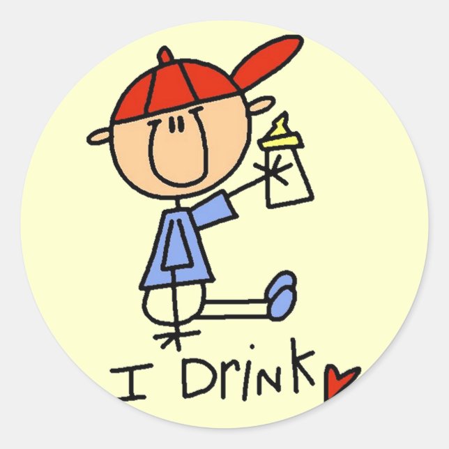 Stick Figure Baby I Drink Tshirts and Gifts Classic Round Sticker (Front)