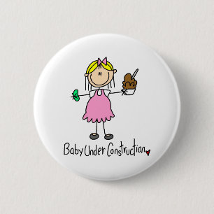 Stick Figure Baby Under Construction 6 Cm Round Badge