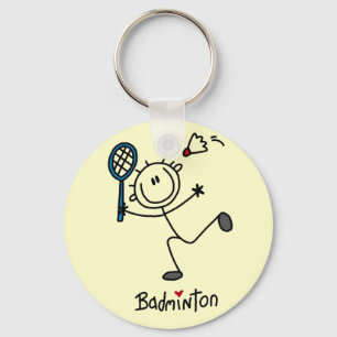 Stick Figure Badminton T-shirts and Gifts Key Ring