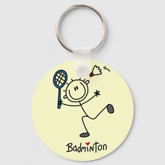 Stick Figure Badminton T-shirts and Gifts Key Ring (Front)