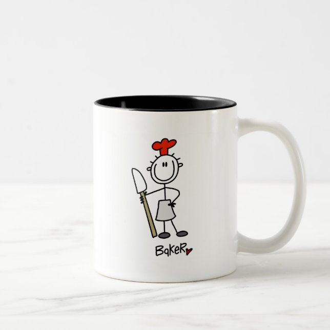 Stick Figure Baker Two-Tone Coffee Mug (Right)