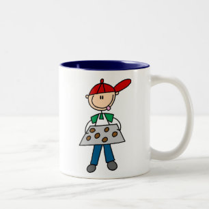 Stick Figure Baking Cookies Two-Tone Coffee Mug